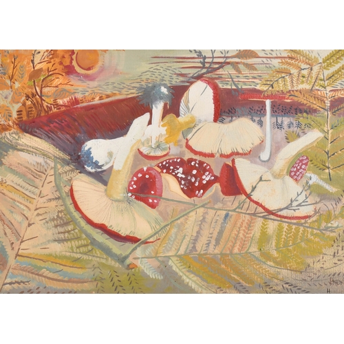 190 - H Hart (20th Century) British. Study of Mushrooms, Watercolour, Signed and inscribed, 14.5