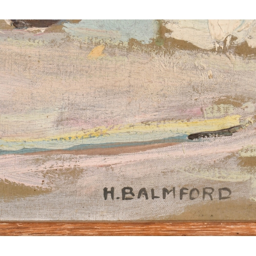 215 - Hurst Balmford (1871-1950) British. Cornish Harbour Scene, possibly St Ives Harbour with Smeatons Pi... 