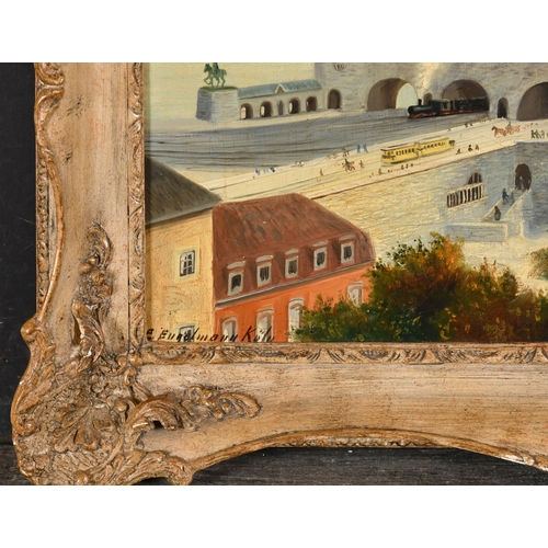 218 - Ernst Julius Engelmann (1820-1902) German. Hohenzollern Bridge, Cologne, Oil on canvas, Signed and i... 