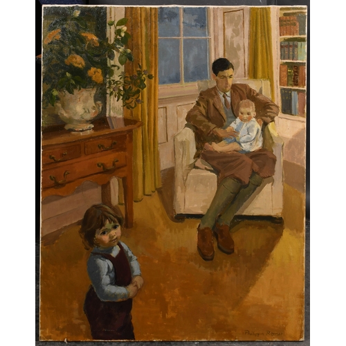 268 - Philippa Maynard Romer (1891-1980) British. Fatherhood, Oil on canvas, Signed, unframed 36