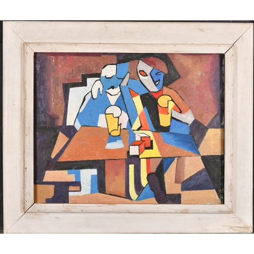 272 - 20th Century French School. Figures at a Table, Oil on board, 15.5