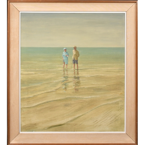296 - Dennis Syrett (1934-) British. Figures in the Shallows, Oil on canvas, Signed and dated 1976, 32