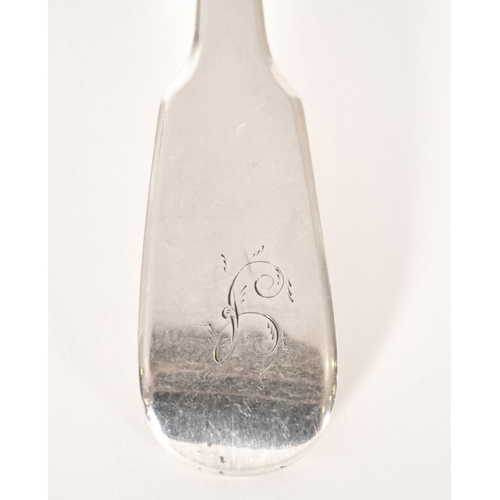 308 - A Pair of Georgian Silver Serving Spoons, Old English pattern engraved with initial 'W', 1815 by Wil... 