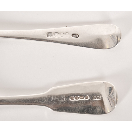 308 - A Pair of Georgian Silver Serving Spoons, Old English pattern engraved with initial 'W', 1815 by Wil... 