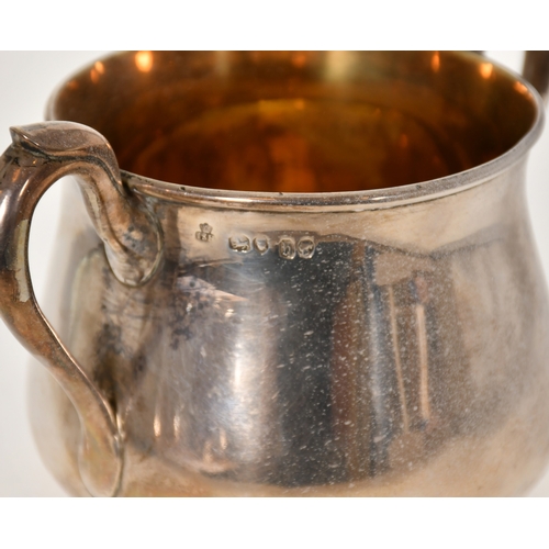323 - A Victorian Sugar Bowl, plain circular bowl with two scrolled handles. 1863, By John  Samuel Hunt.  ... 