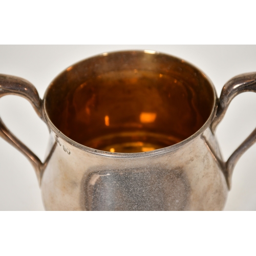 323 - A Victorian Sugar Bowl, plain circular bowl with two scrolled handles. 1863, By John  Samuel Hunt.  ... 