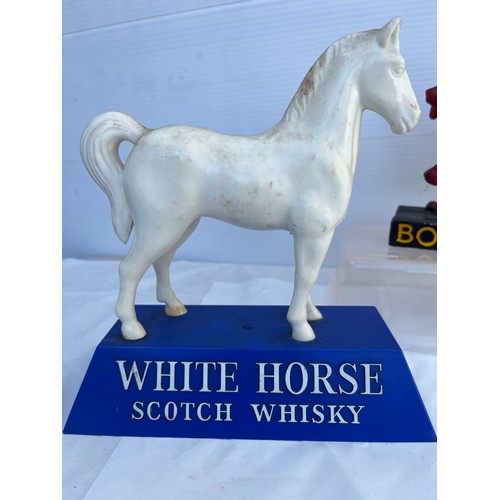 49 - 1 booth's gin advertising figure 
1 white horse scotch whiskey advertising figure