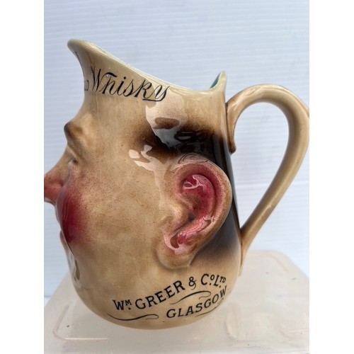 172 - GREERS OVH WHISKY FACE JUG JUG IN GOOD CONDITION NO DAMAGE