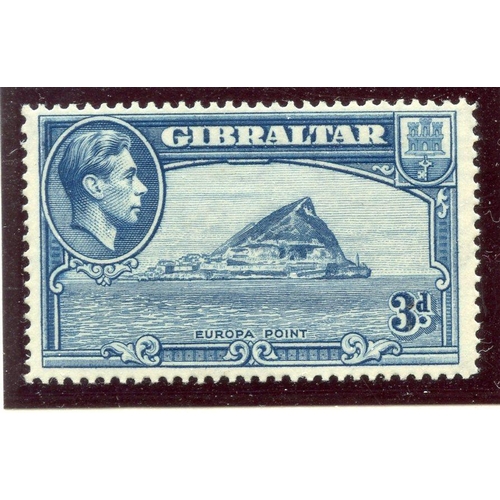 818 - GIBRALTAR 1938 - 51 3d blue perf 14 um.  SG 125a.  Cat £140.