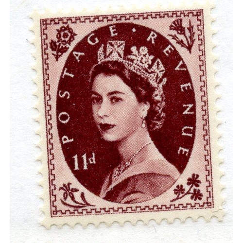 1022 - 1952 - 54 11d Tudor wmk um. SG 528. Cat £35.