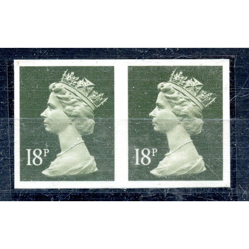 1030 - 1971 18p olive green imperf pair um. SG X955a. Cat £100.