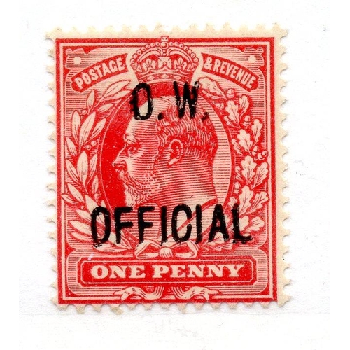 1040 - OFFICIALS OW 1902 1d scarlet um. SG 037. Cat £575.