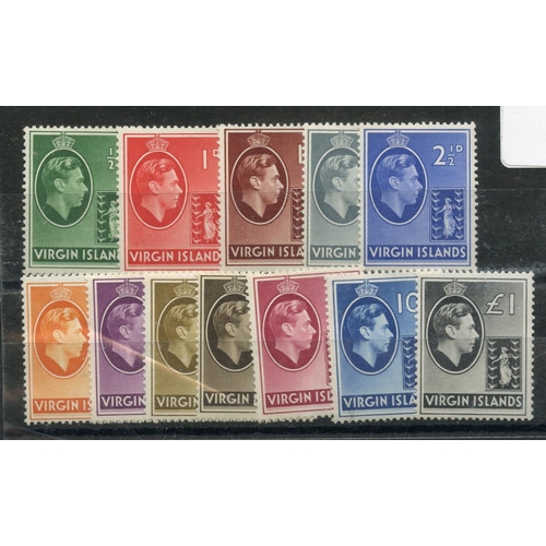 146 - B. VIRGIN IS 1938 - 47 definitive set mint, £1 um.  SG 110 - 21.  Cat £80.