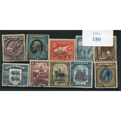 180 - CYPRUS 1928 British Rule set complete fine used.  SG 123 - 32.  Cat £400.