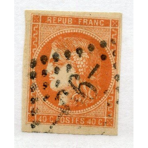 234 - FRANCE 1870 - 71 40c orange 4 margined fu. SG 177. Cat £170.