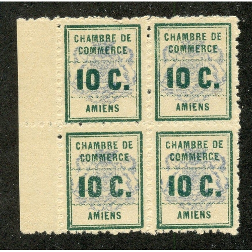 247 - FRANCE 1909 10c Amiens Chamber of Commerce stamps in an um marginal block of 4. Maury 1. Cat 108?.