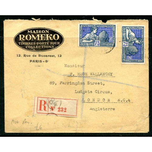 260 - FRANCE 1926 Paris to Great Britain advert mail from stamp Dealer, franked to 1f50. Good condition.