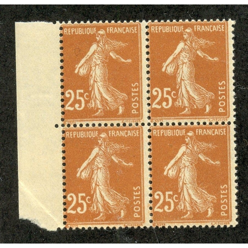 261 - FRANCE 1927 25c ochre brown type 111c in an um block of 4. Maury 235111c. Cat 360?.