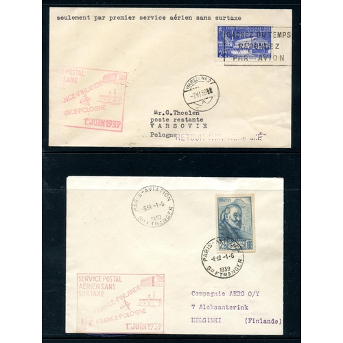 288 - FRANCE 1939 First Flight covers x 2 to Poland and Finland. Good condition.