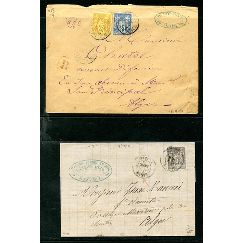 321 - FRENCH COLS ALGERIA 1878 - 81 entires x 2 local Algiers usage with 15c and 40c frankings. Good condi... 