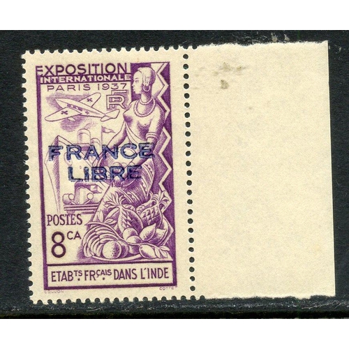 330 - FRENCH COLS INDIAN SETTLEMENTS 1941 8ca bright violet mint. SG 156. Cat £250.