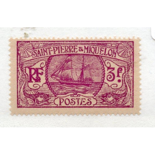 336 - FRENCH COLS ST PIERRE ET MIQUELON 1917 - 25 3f magenta rose um. SG 123. Cat £23.