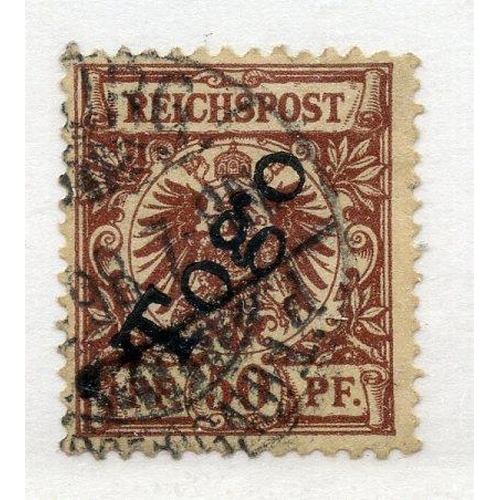 367 - GERMAN COLS TOGO 1897 - 98 50pf chocolate fu. SG G6. Cat £85.