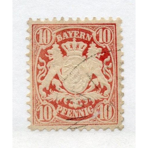 376 - GERMAN STATES BAVARIA 1876 - 80 10pf rose perf 11½ fu. SG 81. Cat £180.