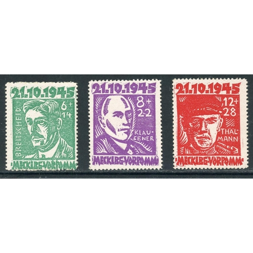 419 - GERMAN ALLIED OCC BR & AMERICAN ZONE RUSSIAN ZONE 1945 Fascism set um. SG RB13 - 15. Cat £110.