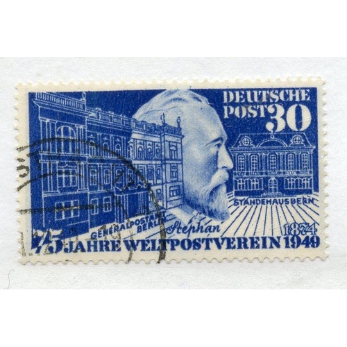 422 - GERMANY WEST 1949 30pf ultramarine UPU fu. SG 1038. Cat £60.