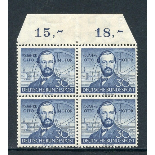 426 - GERMANY WEST 1952 30pf Otto marginal block of 4 um. SG 1076. Cat £172.