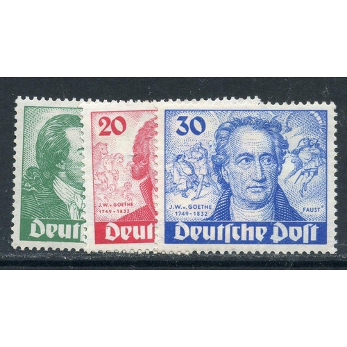 432 - GERMANY BERLIN 1949 Goethe set mint. SG B61 - 63. Cat £400.