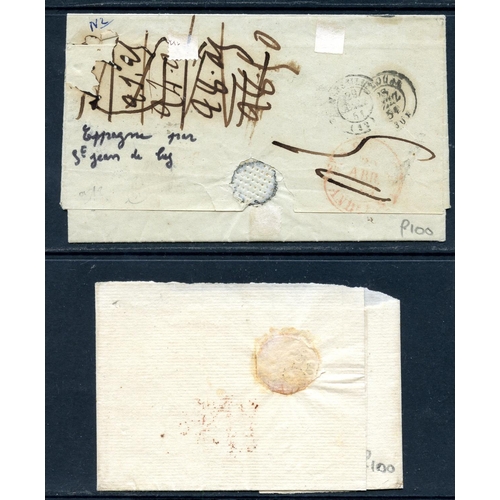 439 - GIBRALTAR 1814 - 15 entires x 2 to Madrid and Marseille each with San Roque and Andalucia marks, the... 