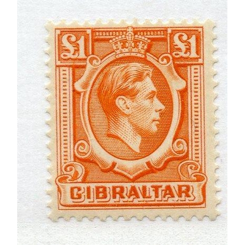 444 - GIBRALTAR 1938 - 51 £1 orange mint.  SG 131.  Cat £45.