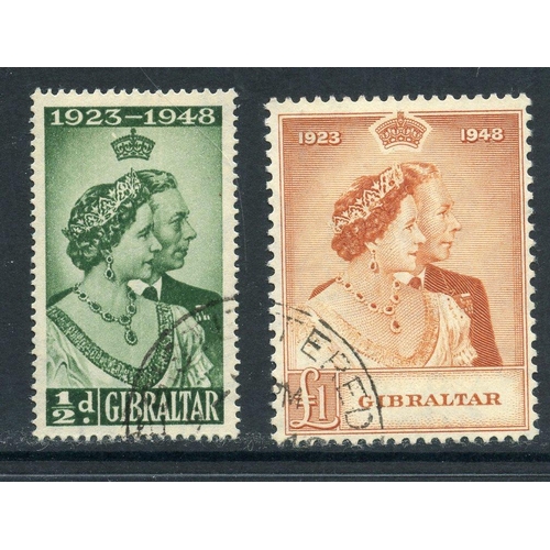 445 - GIBRALTAR 1948 Silver Wedding set vfu.  SG 134 - 5.  Cat £83.