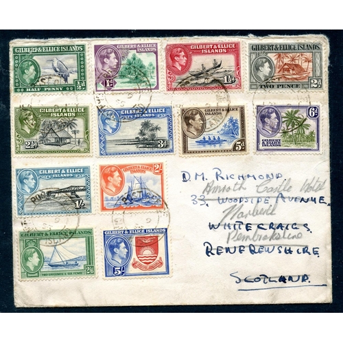 449 - GILBERT & ELLICE 1955 cover to Great Britain from Canton Island franked with the complete definitive... 