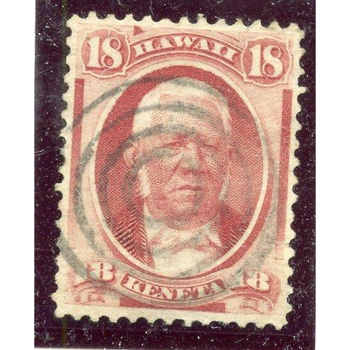 472 - HAWAII 1864 18c red fu. SG 31. Cat £47.