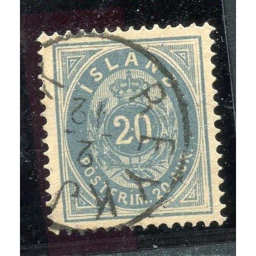 492 - ICELAND 1882 - 95 20a grey-blue wmk Crown perf 14 x 13½ fu. SG 22a. Cat £70.