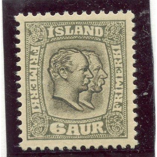 499 - ICELAND 1907 - 08 6a sepia and grey wmk Crown perf 12½ um. SG 85. Cat £90.