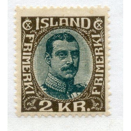 505 - ICELAND 1920 2k myrtle and sepia wmk multiple crosses perf 14 x 14½ mint. SG 130. Cat £300.