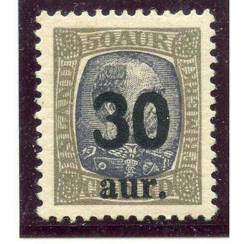 506 - ICELAND 1921 - 30 30a on 50a grey and drab um. SG 144. Cat £38.