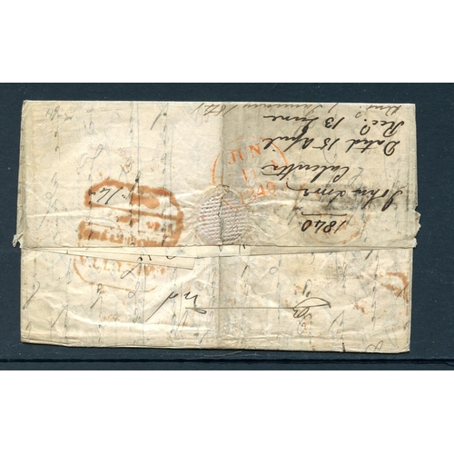 518 - INDIA 1840 overland entire to Great Britain from Calcutta to Edinburgh, rated at 2 shillings and 8 p... 