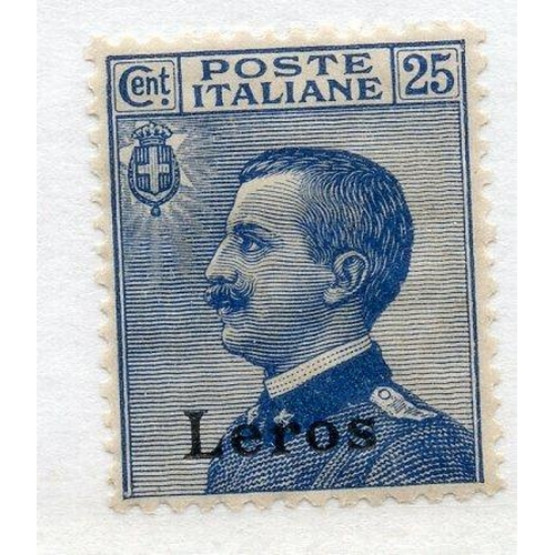 533 - ITALIAN COLS DODECANESE - LEROS 1912 - 21 25c blue um. SG 11E. Cat £50.