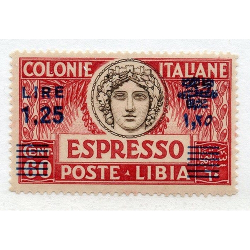 536 - ITALIAN COLS LIBYA 1927 - 36 1L25 on 60c sepia and red perf 14 Express stamp um. SG E64b. Cat £35.