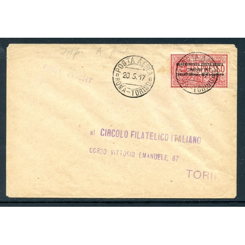 551 - ITALY 1917 First Flight cover from Rome to Turin, franked with special stamp. Good condition.