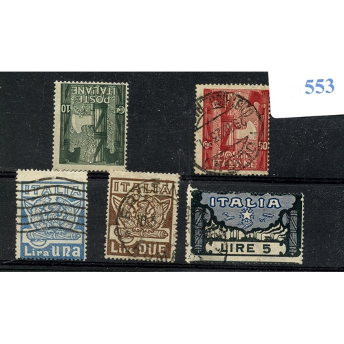 553 - ITALY 1923 Facist March set less 10c fu. SG 148 - 51. Cat £126.