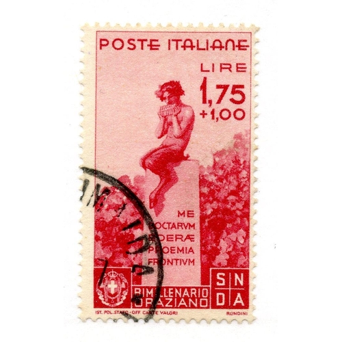 565 - ITALY 1936 1L75 + 1L red Horace fu. SG 483. Cat £150.