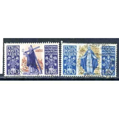 573 - ITALY 1948 St Catherine air set used. SG 702 - 3. Cat £94.