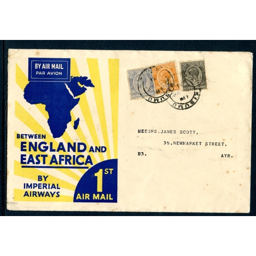 597 - KUT 1931 Official Imperial Airways First Flight cover to Great Britain from Kisumu. Minor spotting.