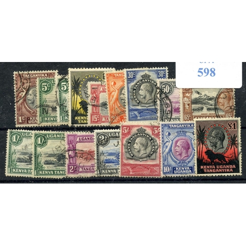 598 - KUT 1935 - 7 1c to £1 definitive set fu inc 5c and 50c types.  SG 110 - 23.  Cat £940.